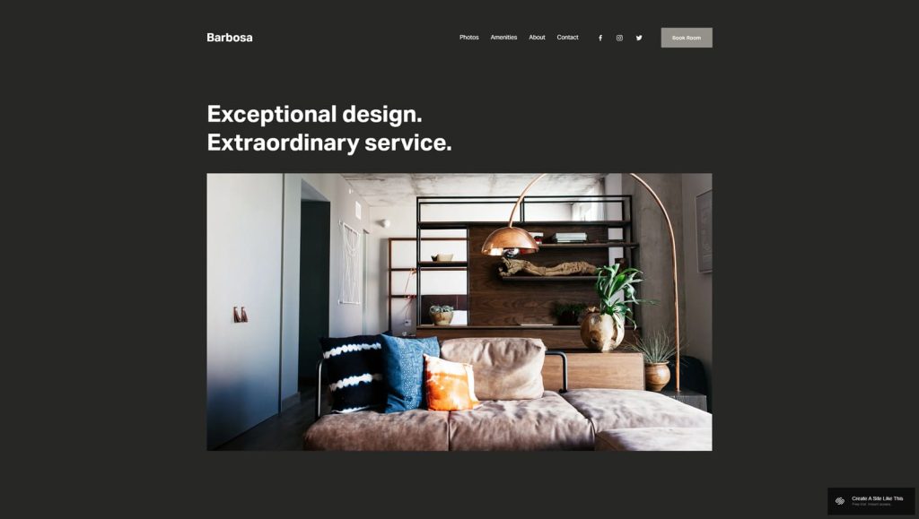 Photograph of Barbosa, a Squarespace vacation rental template with an integrated gallery.