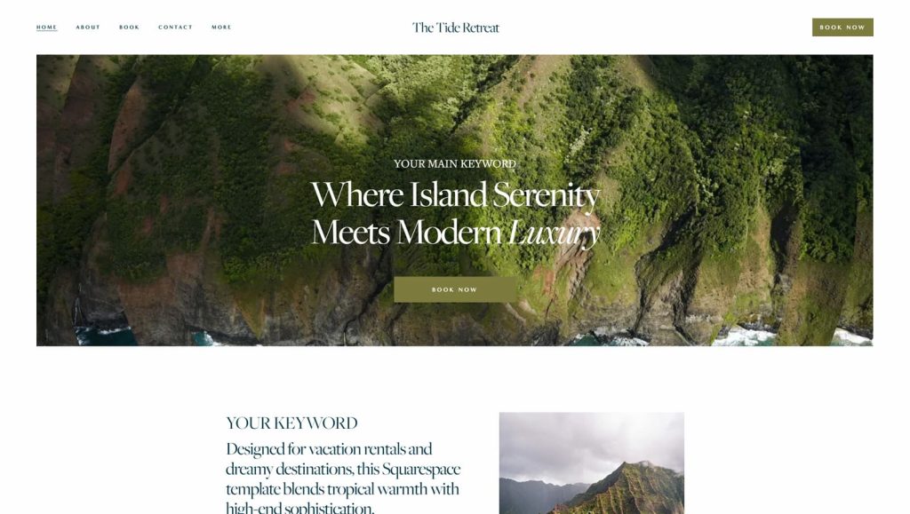 Visual of Tide, a responsive Squarespace template with built-in blog & gallery.
