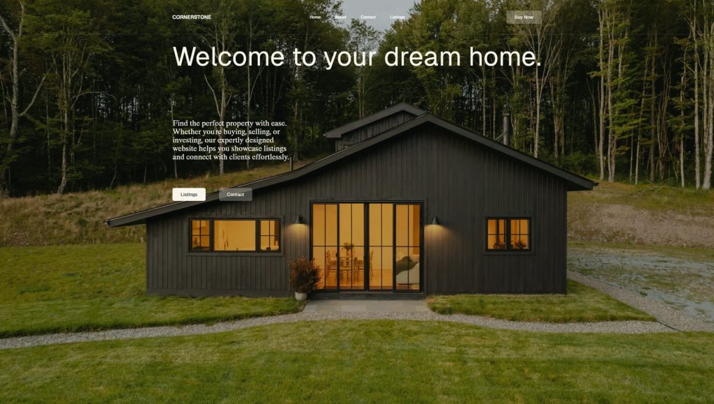 Image of Cornerstone, a flexible Squarespace template with 4 built-in listings for rental properties.