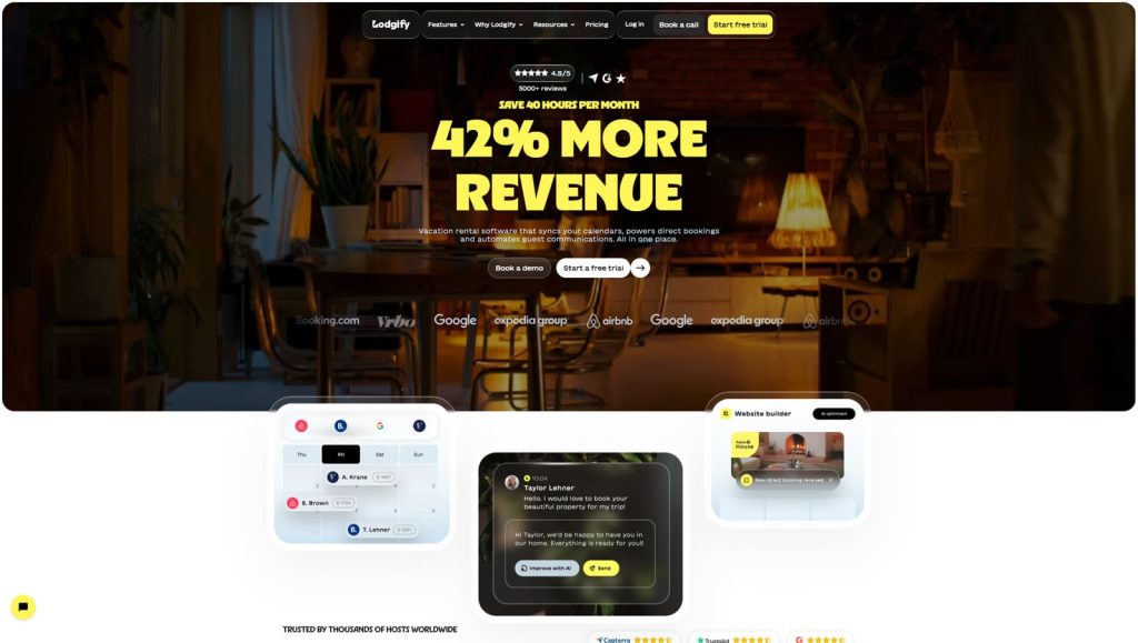 Photograph of Lodgify, one of the best Smoobu alternatives, with a wide range of payment gateway integrations.