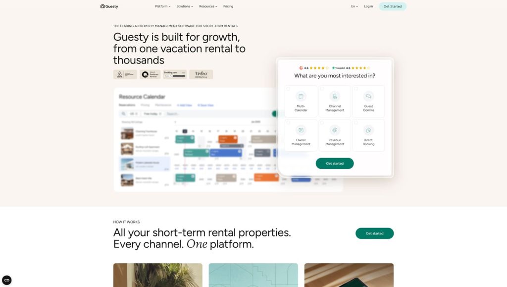 Graphic of Guesty, one of the best Smoobu alternatives with built-in CRM functionality.