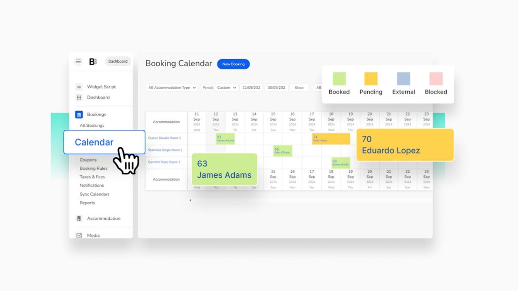A booking calendar in BNBForms.