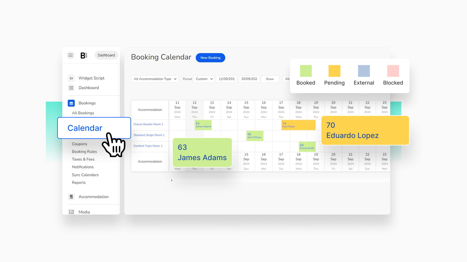 A booking calendar in BNBForms.