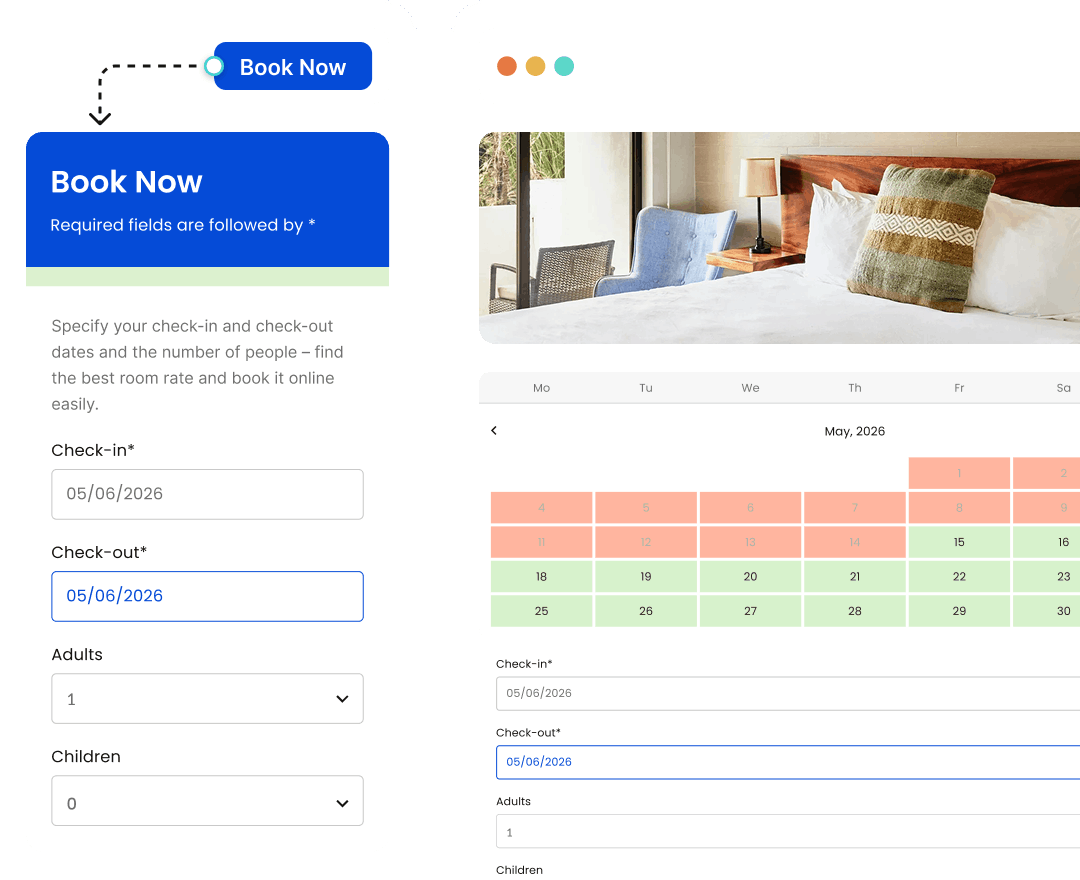 Adding BNBForms vacation rental booking widget as iframe or code.