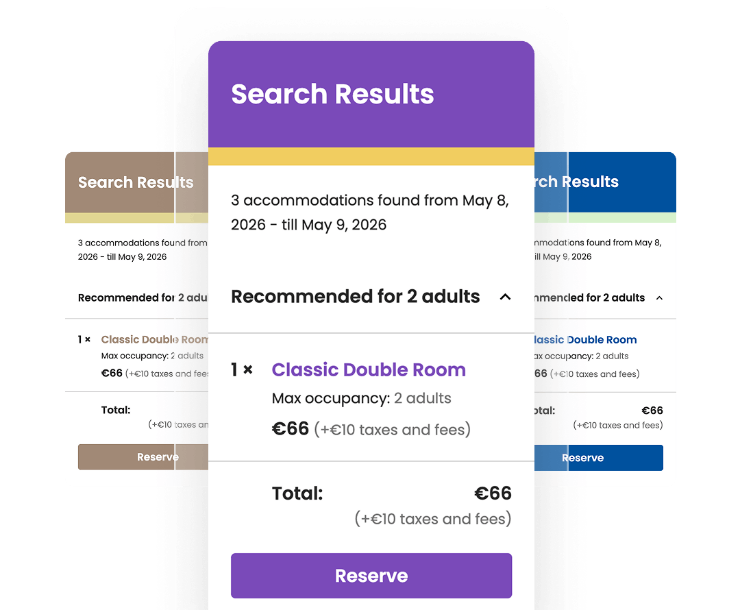 Custom color variations for the BNBForms hotel booking widget.