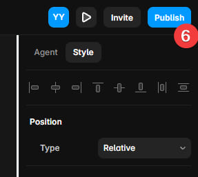 Picture of the Publish button used for updating the Framer hotel website.