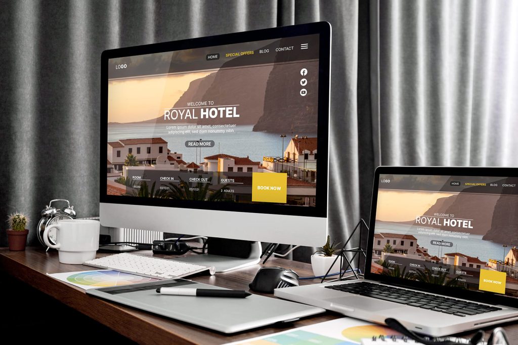 Image of a design of a hotel website that can be built using the Framer website builder.
