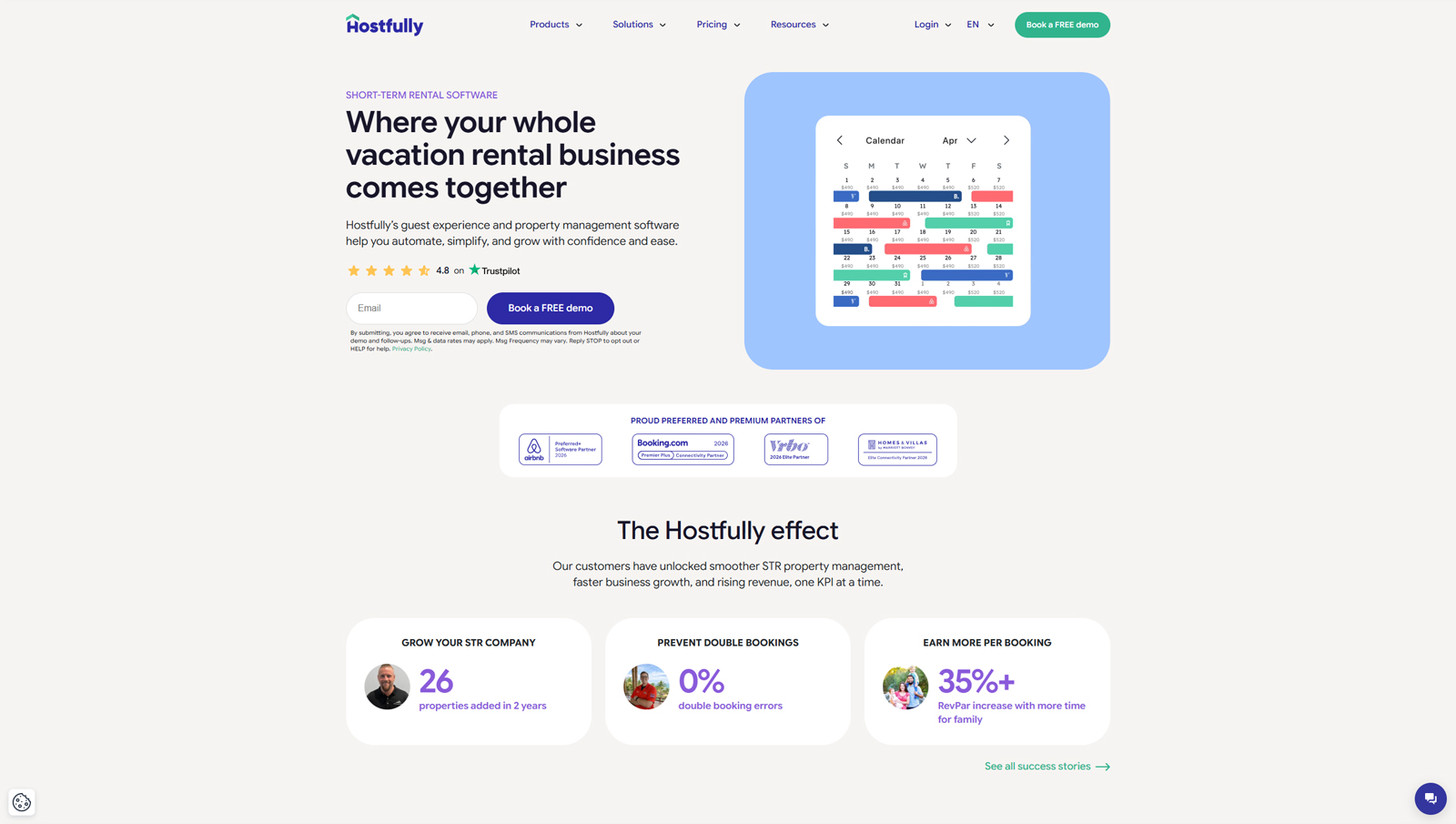 Graphic of Hostfully, a modern & reliable platform for managing properties with secure payment processing.
