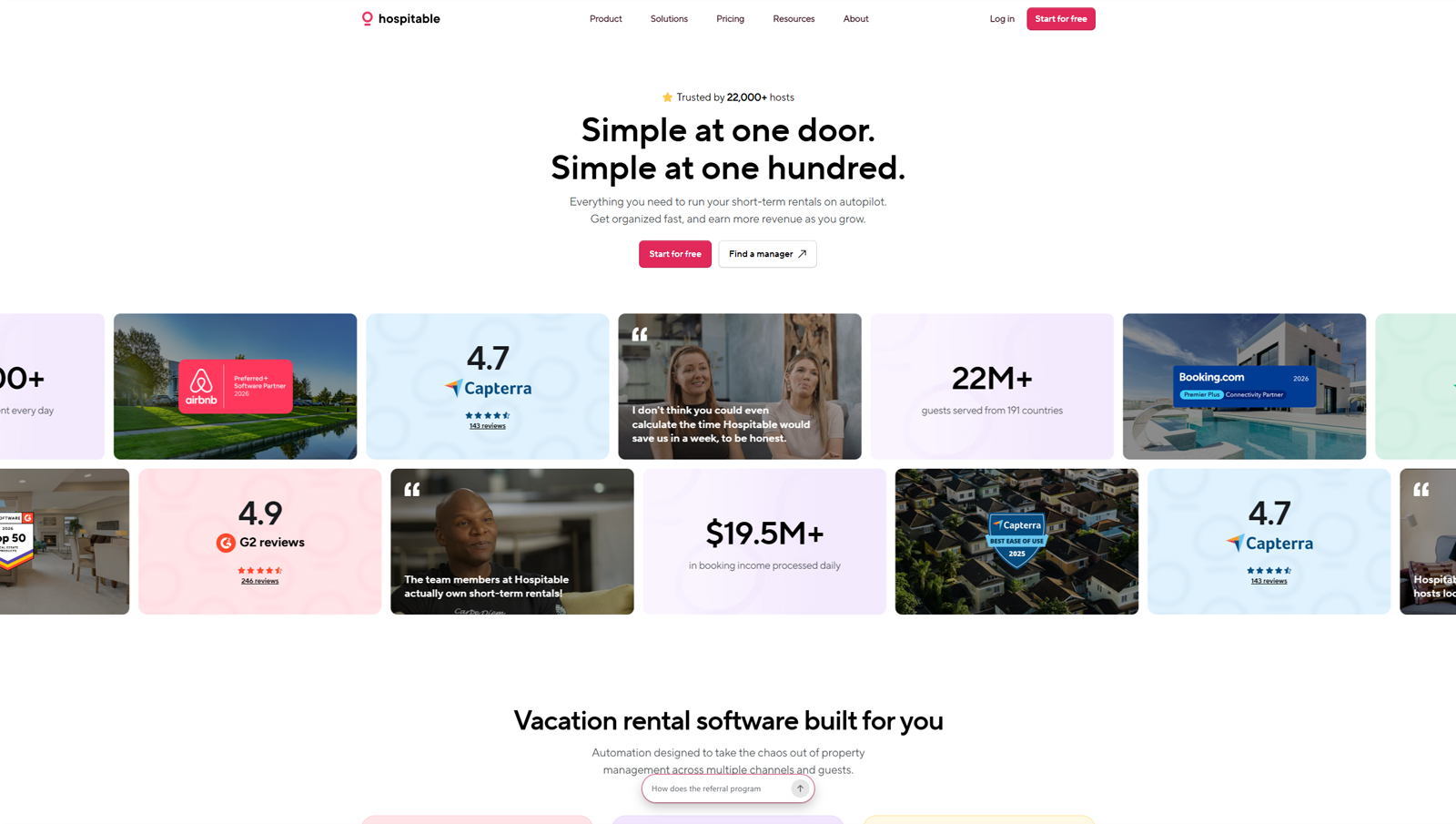 Illustration of Hospitable, a reliable reservation manager for vacation rentals with dynamic pricing support.