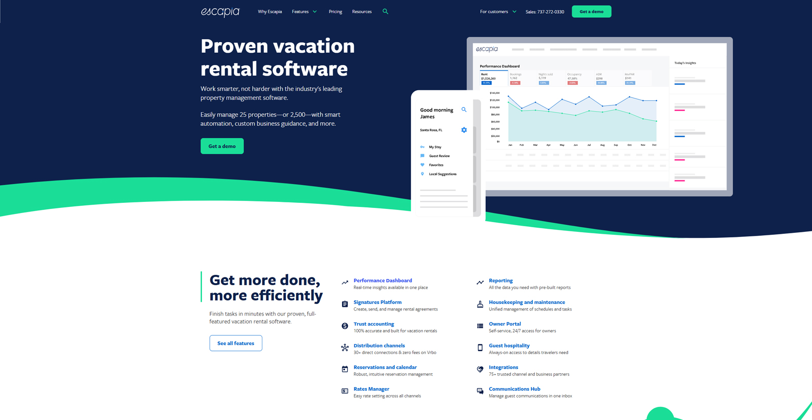 Portrait of Escapia, an accessible property management system with an owner portal.