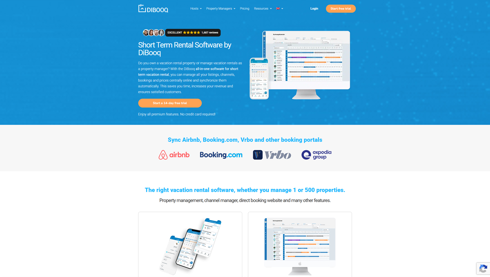 Picture of DiBooq, an affordable property management platform with an integrated channel manager.