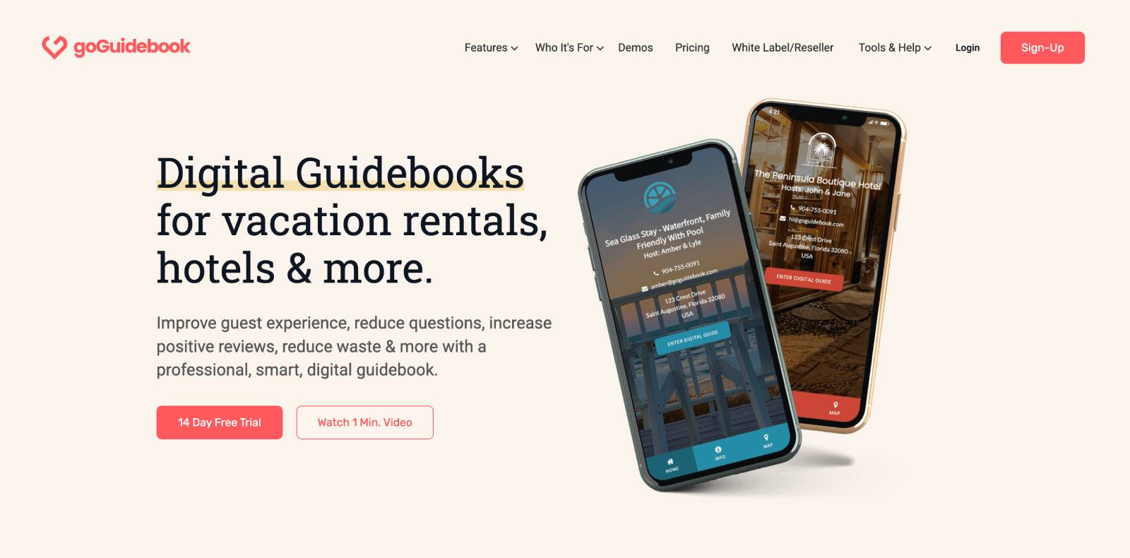 GoGuidebook solution for hotels and vacation rentals.