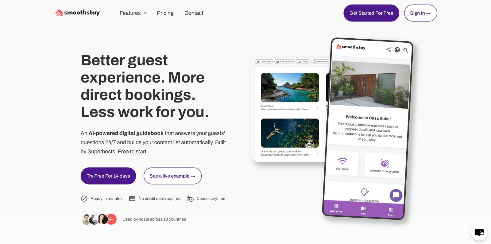 Smooth Stay guest manual example. 