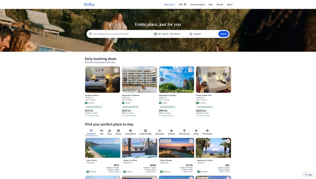 Picture of Vrbo, a platform where to list rental property with integrated calendar management tools.