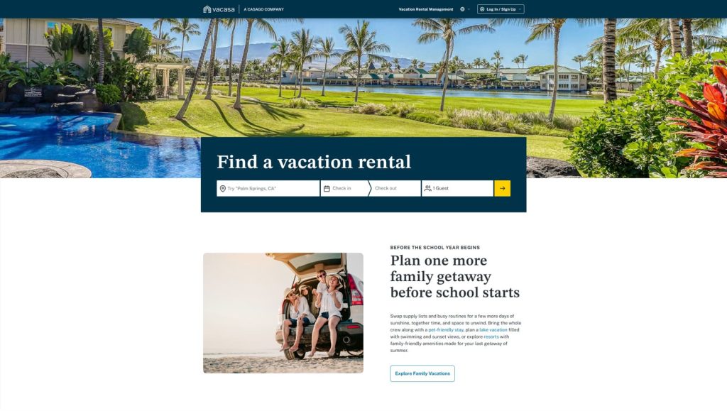 Visual of Vacasa, a specialized platform for rental properties with automated dynamic pricing.