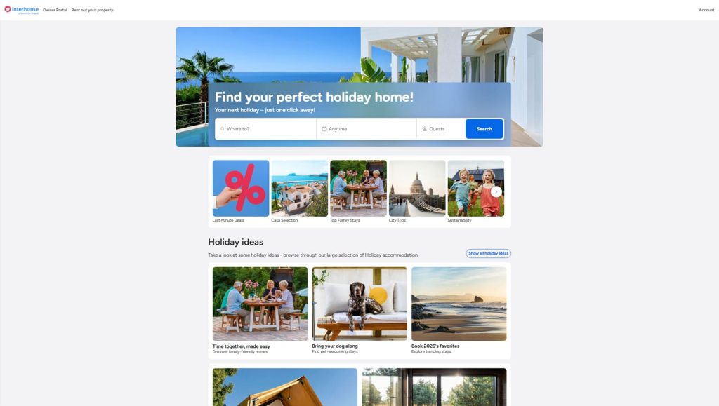 Image of Interhome, a platform where to list rental property with professional property management services.