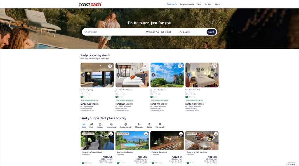 Photograph of Bookabach, a platform where to list rental property with a secure online booking system.