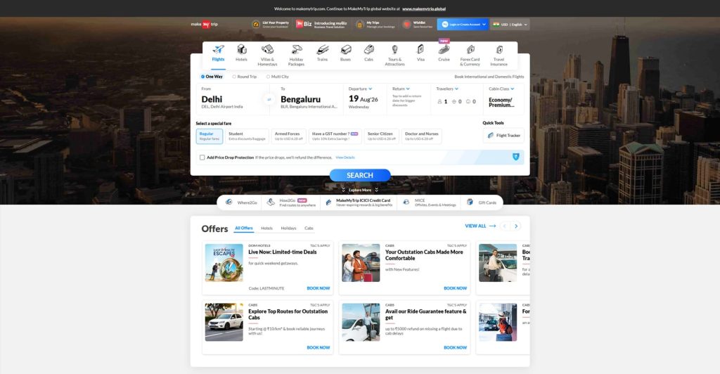 Graphic of MakeMyTrip Villas, an India-focused rental platform with tools for managing listings and availability customization in real time.