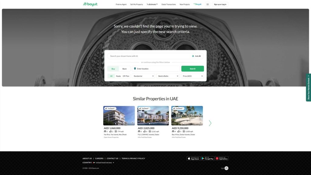 Illustration of Bayut Holiday Homes, a platform where to list rental property with interactive neighborhood maps.
