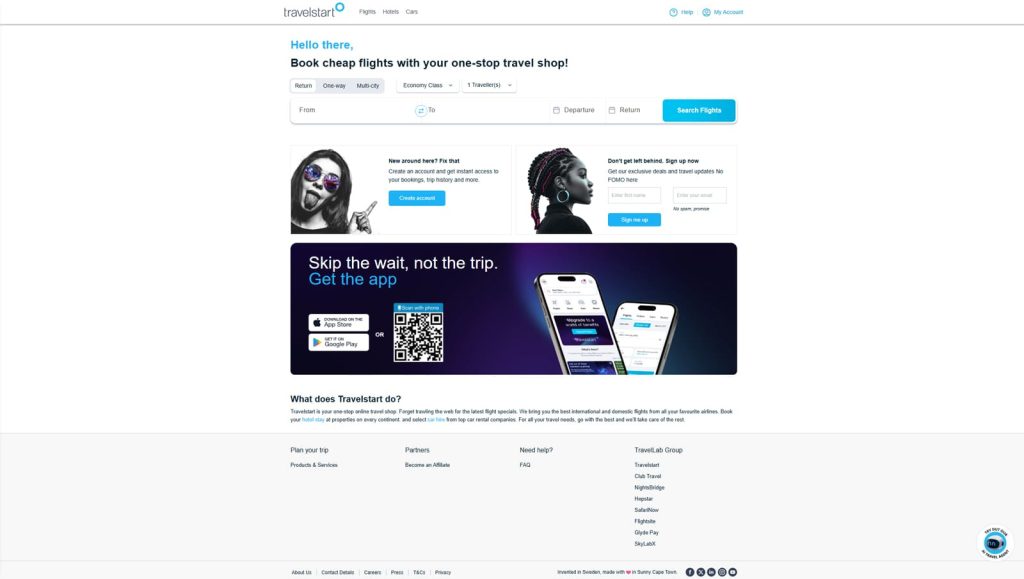 Image of Travelstart, an African vacation rental platform with multi-currency support.
