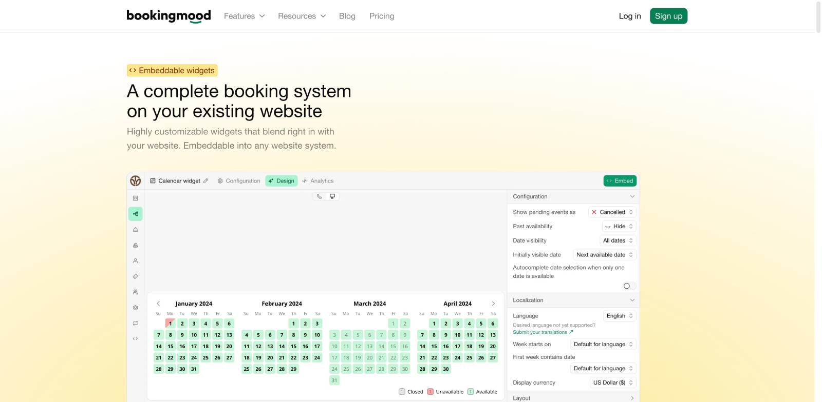 Embeddable widgets-Bookingmood.
