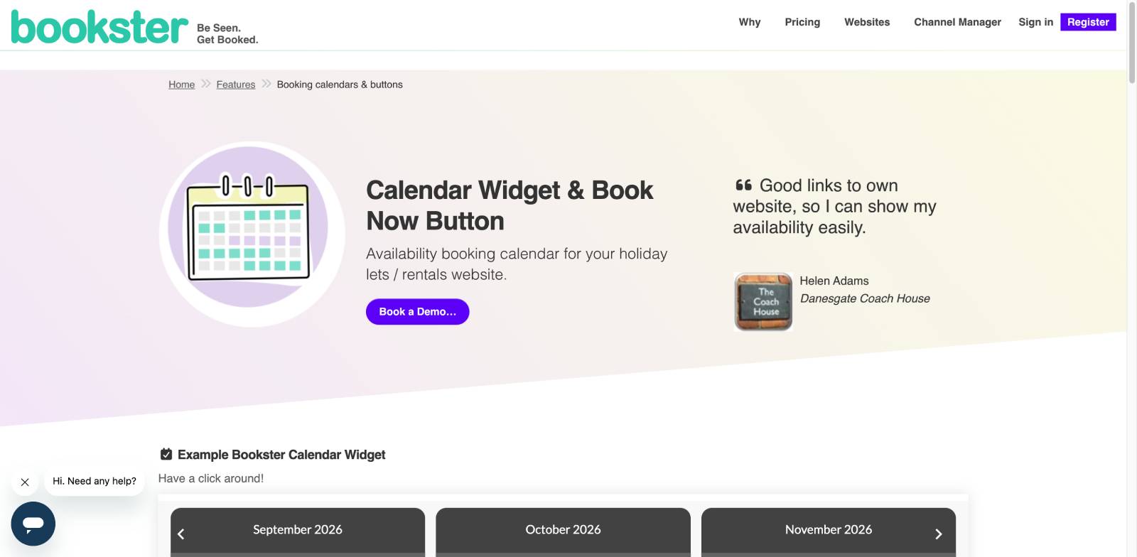 Bookster availability calendars.