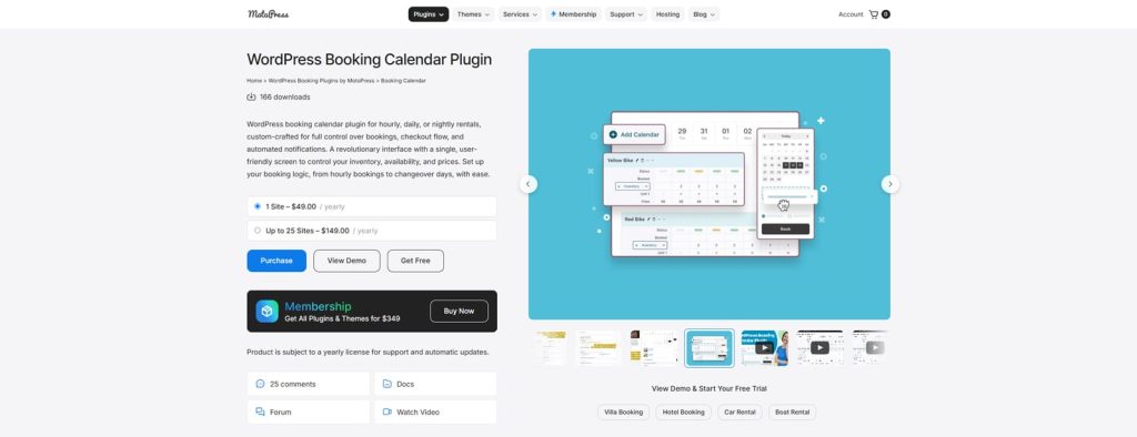 Representation of MotoPress Booking Calendar, a versatile booking plugin for WordPress with an integrated booking form builder.