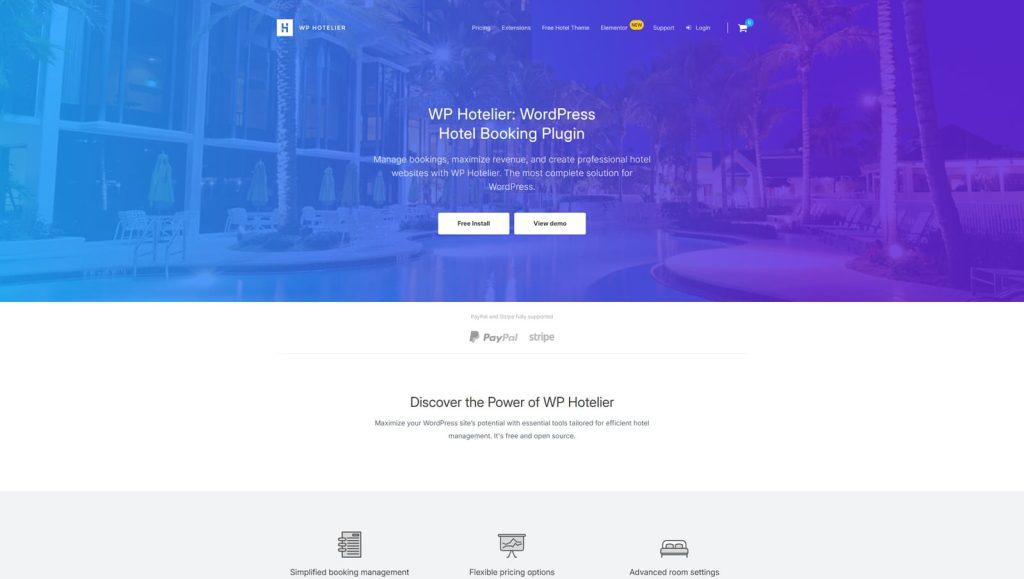 Visual of WP Hotelier, a reliable WordPress plugin for managing bookings with an advanced pricing system.